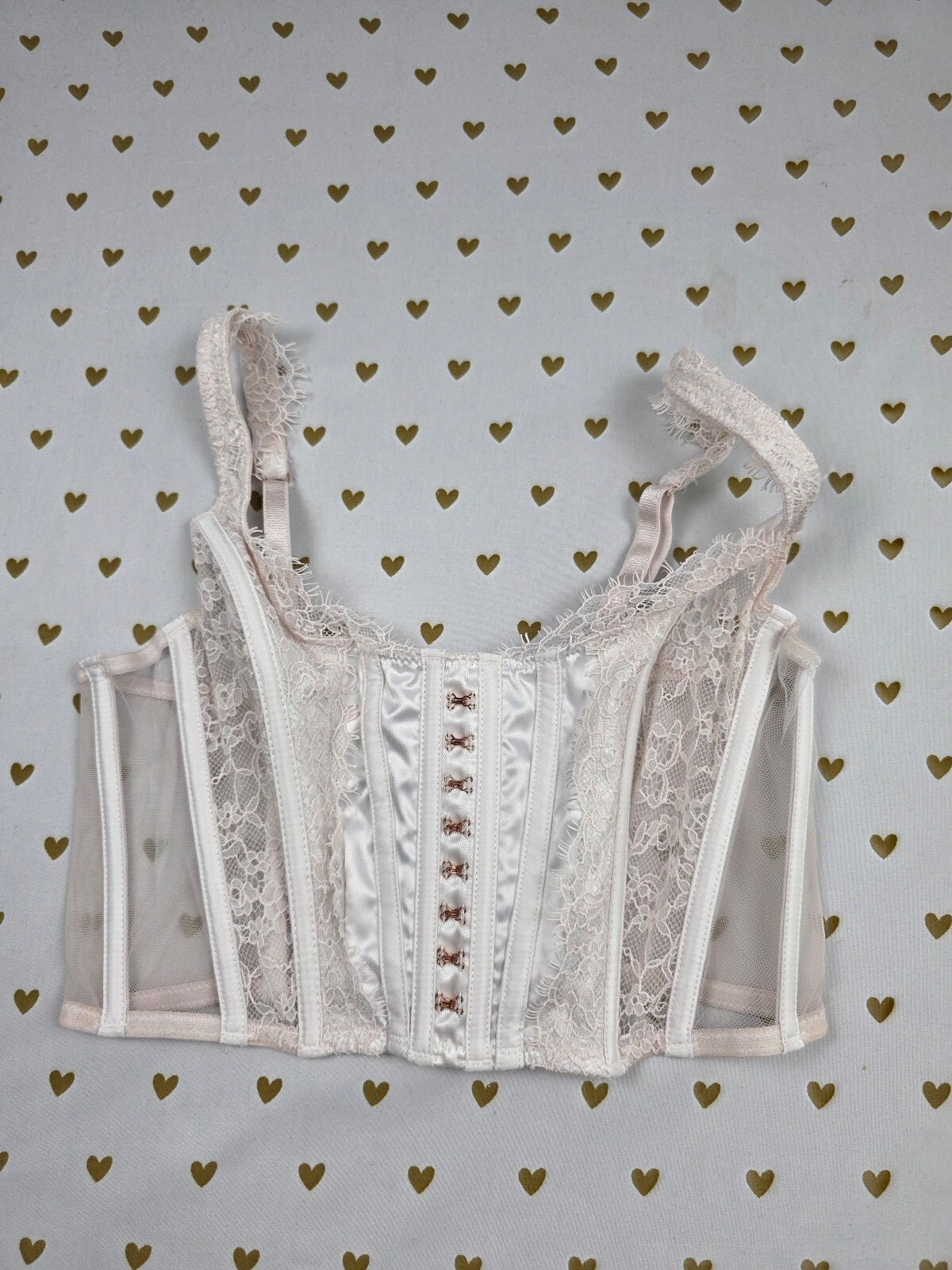 Victorias Secret White Corset Dream Angels Medium Bralette Bra Top Tank