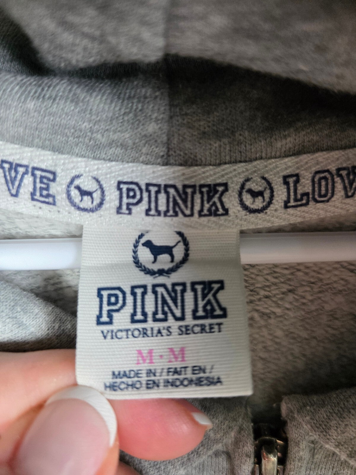 Victorias Secret Pink Vintage Full zip Hoodie Jacket Grey Medium Y2k