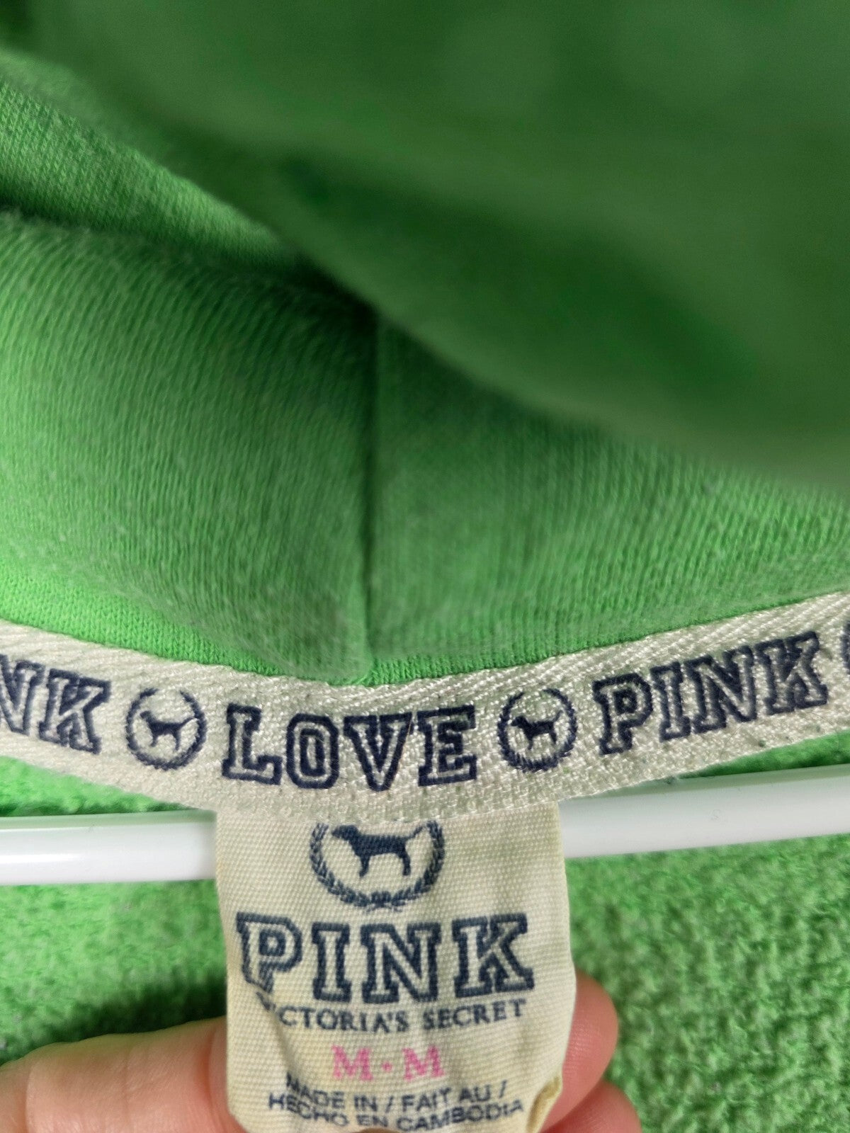 Victorias Secret Pink Vintage Love V Neck pullover Hooded Sweater Medium