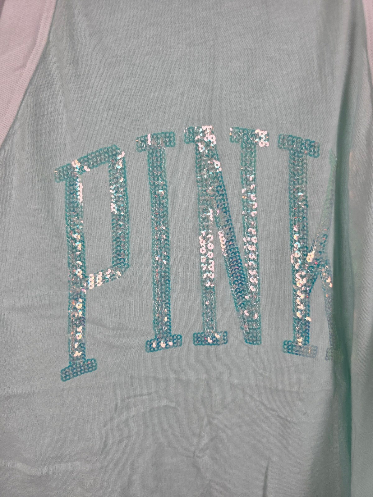 Victorias Secret PINK Blue Mermaid Bling Tank Top LARGE