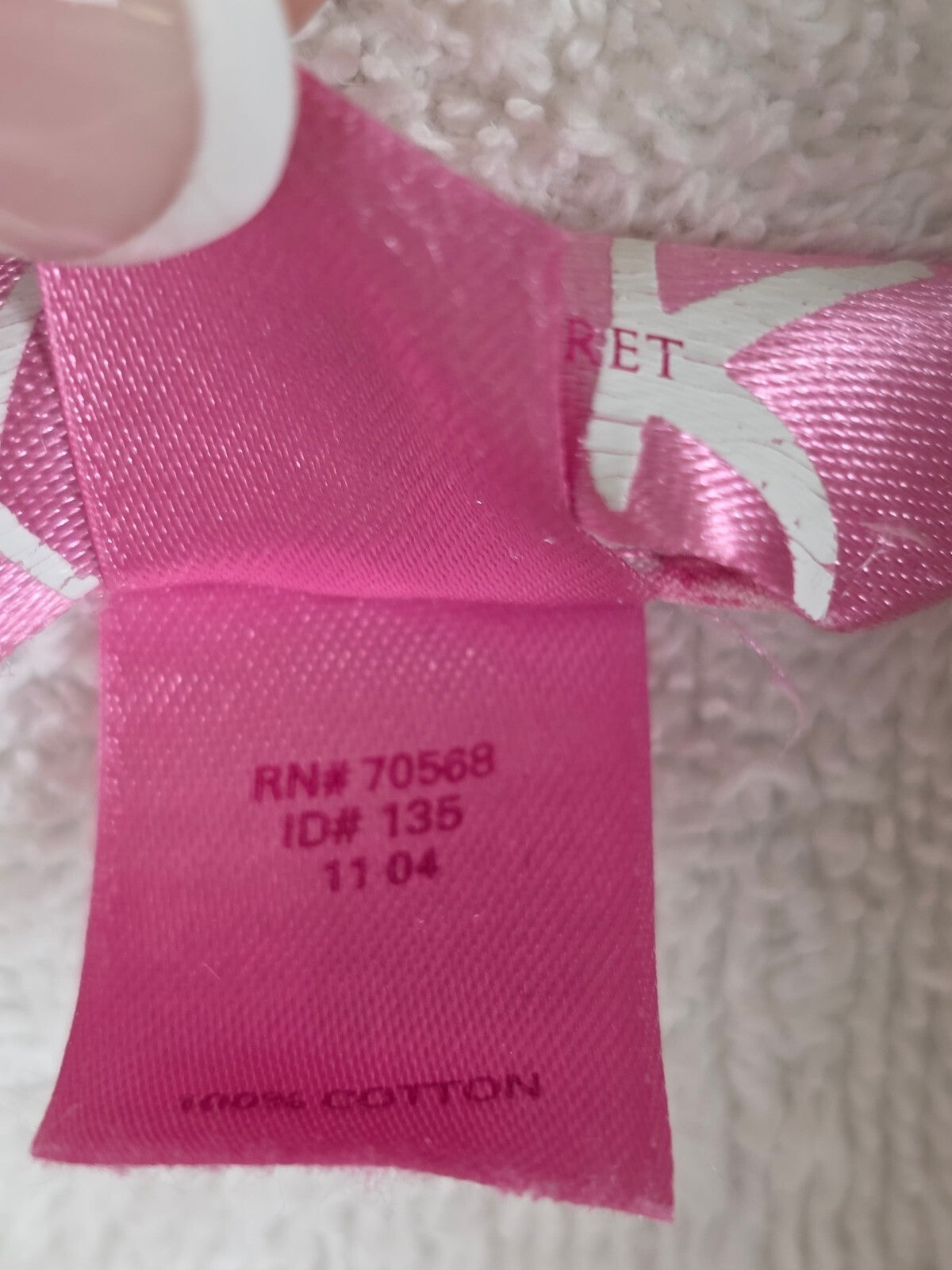 Victoria's Secret PINK Plush Terry Robe White Pink Polka Dot Dog M/L 2004