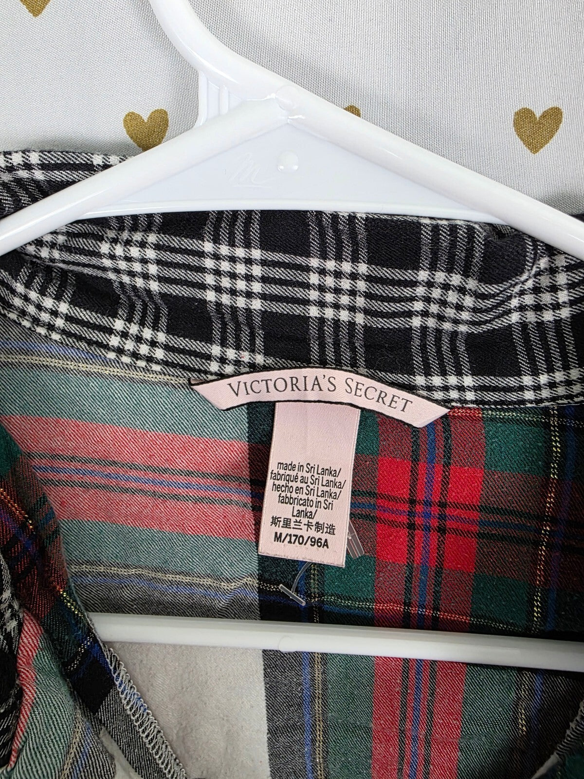 Victorias Secret Plaid Long Sleep Dress Nightgown Shirt Button Down Medium