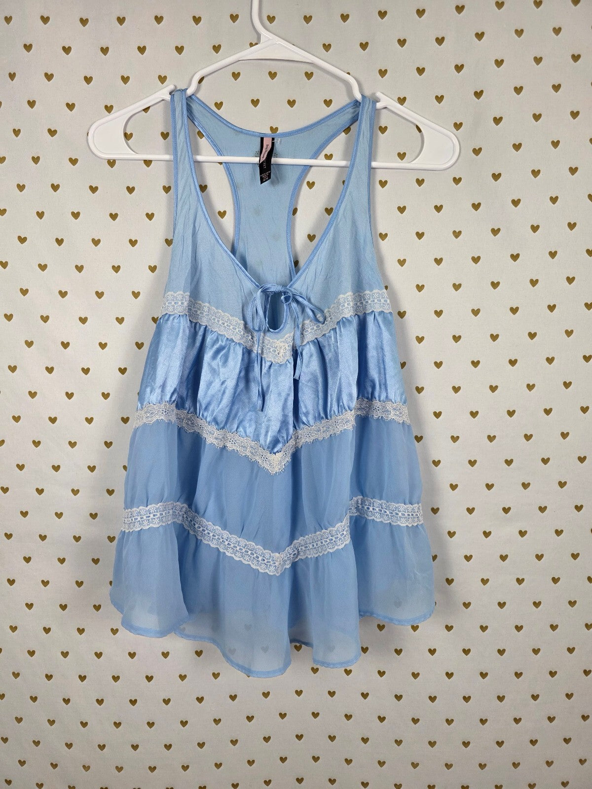 Victorias Secret Sexy Little Things Ruffled Babydoll Tank Top Blue Medium
