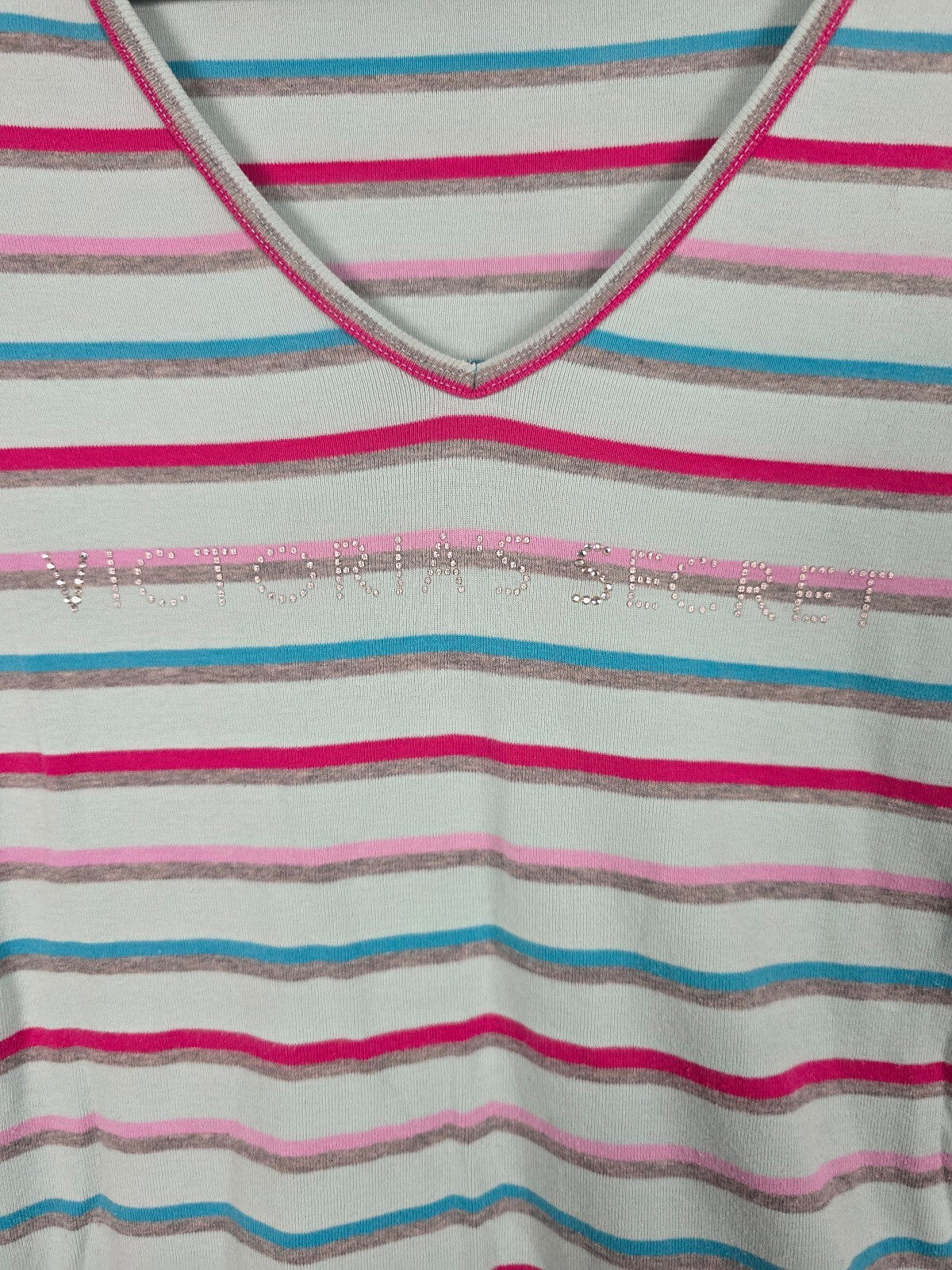Victorias Secret Vintage y2k 100% Cotton Striped Long sleeve Nightgown Shirt M