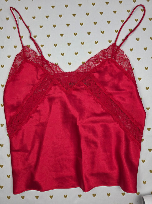Victorias Secret red Satin Babydoll Tank Top Silky Large