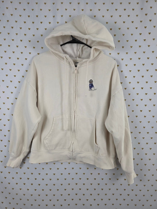 Victorias Secret Pink 04 Full zip Cream Modern Hoodie Jacket Medium Oversized