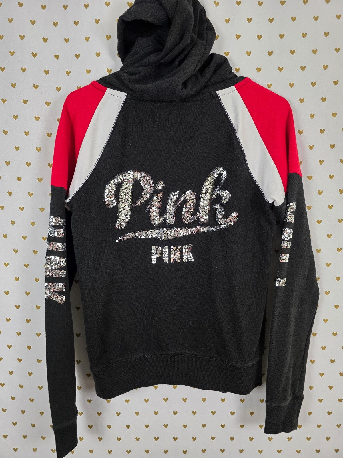 Victorias Secret Pink Bling Sequined Hooded full zip hoodie Jacket Small