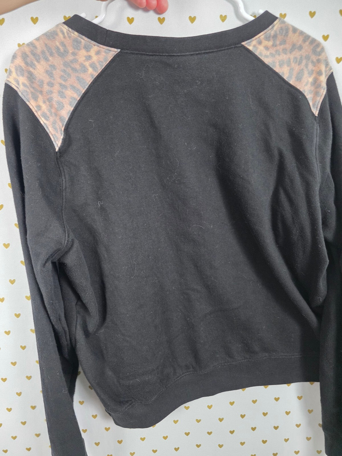 Victorias Secret Pink Leopard Print Crew Logo sweater shirt LARGE
