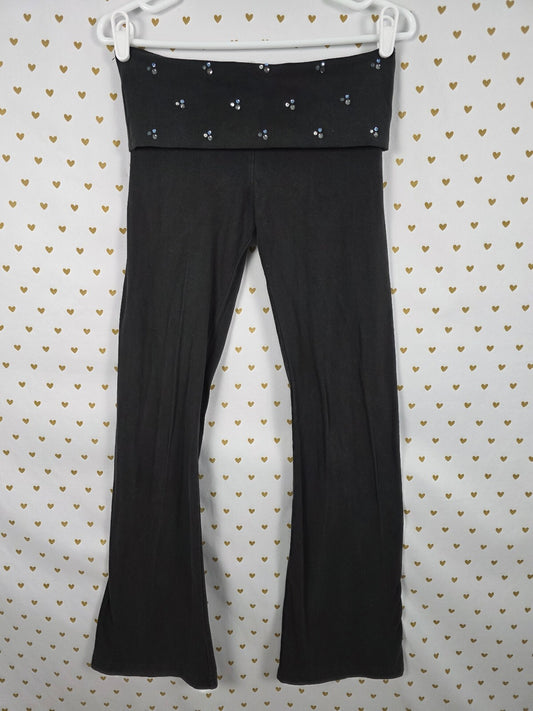 Victorias Secret BLING Studded Small Flared Foldover Yoga pants Leggings Y2k