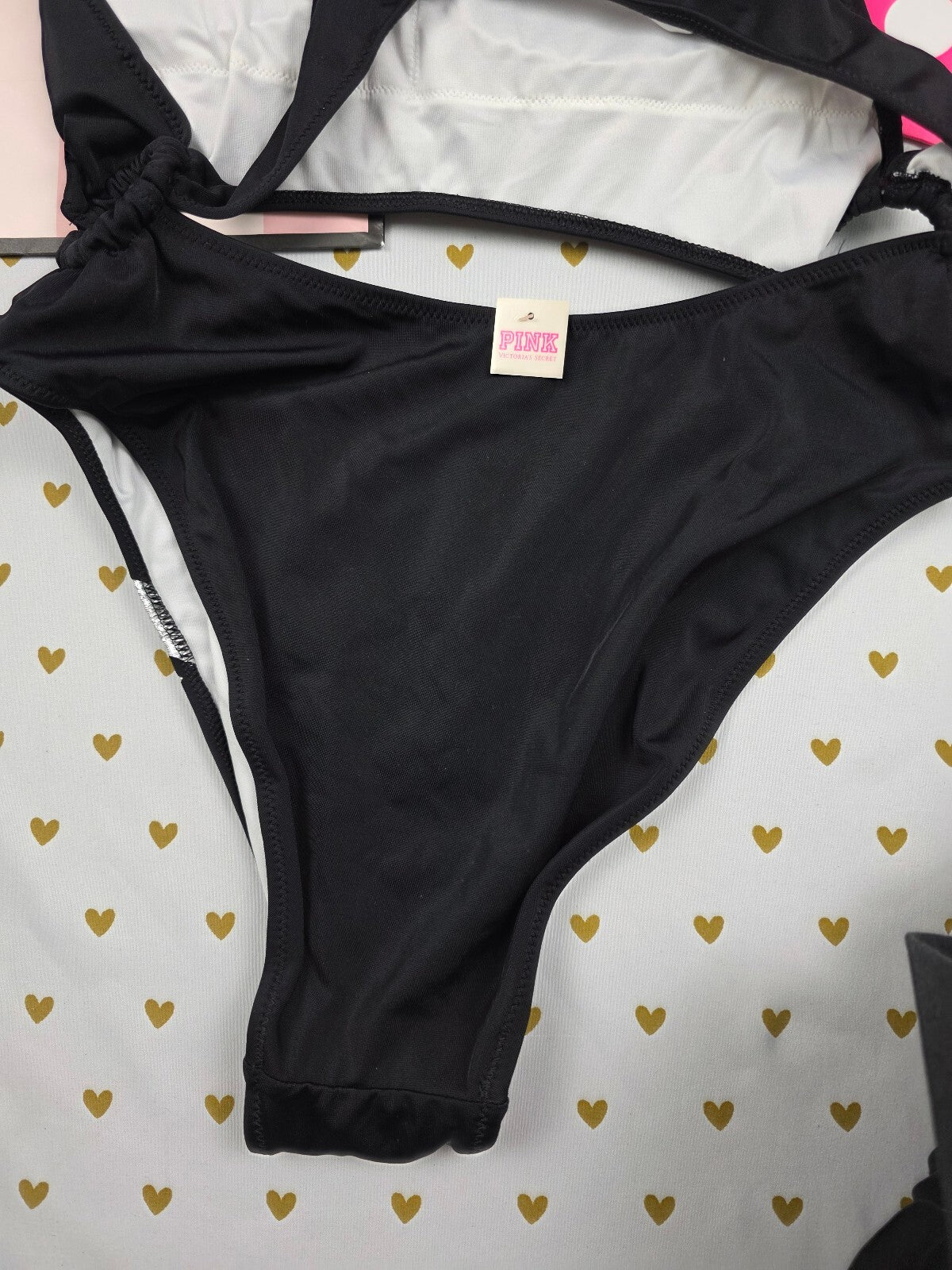 NWT Victoria's Secret PINK LOVE Silver Foil Bikini Swimsuit MONOKINI  Medium