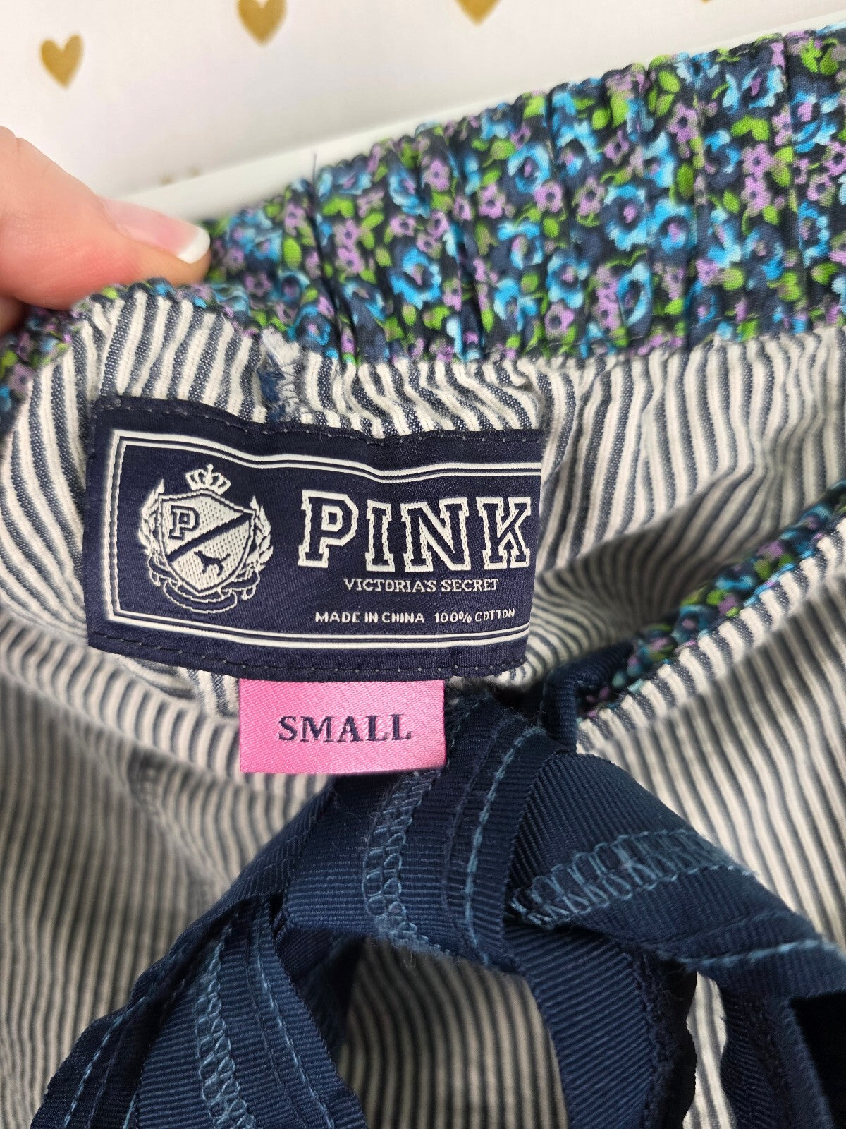 Vintage Victoria's Secret PINK Pinstripe Capri Pants Roll Tab Cropped Small