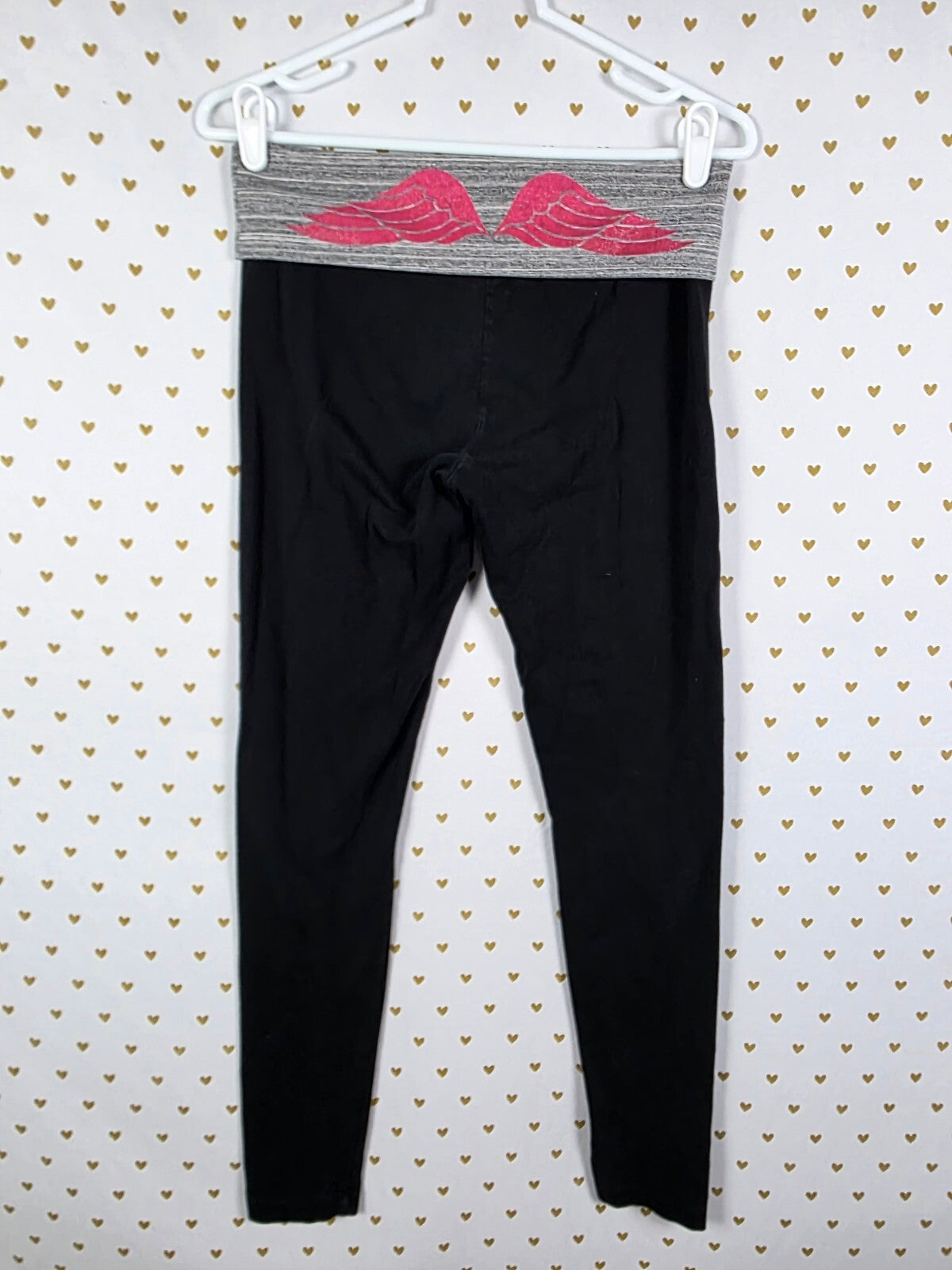 Victorias Secret Angels Bling Glitter Wings Ankle Skinny Foldover Yoga Pants SM