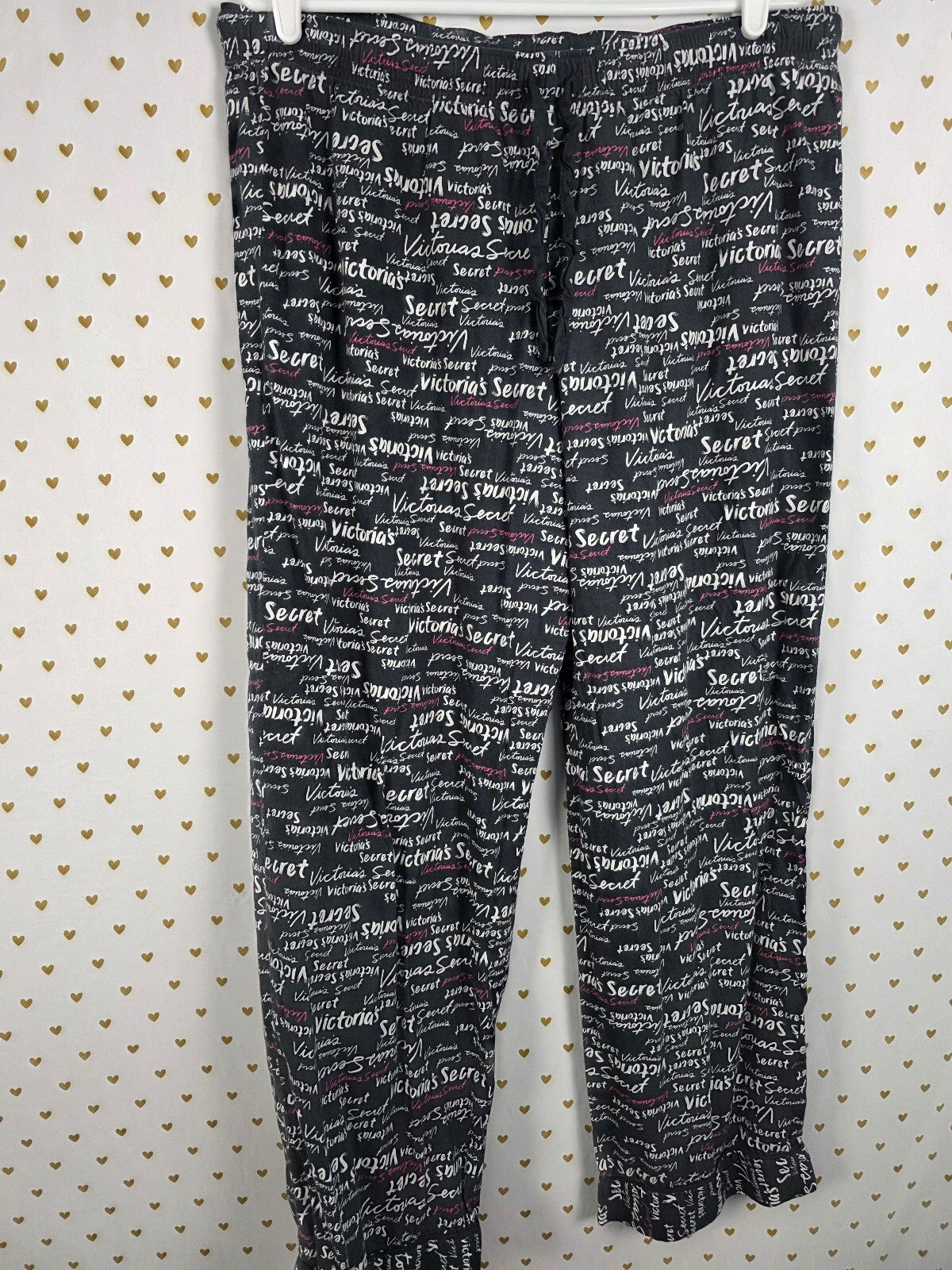 Victorias Secret Logo 2pc Sleep Set Pajamas Shirt Pants LARGE Comfy
