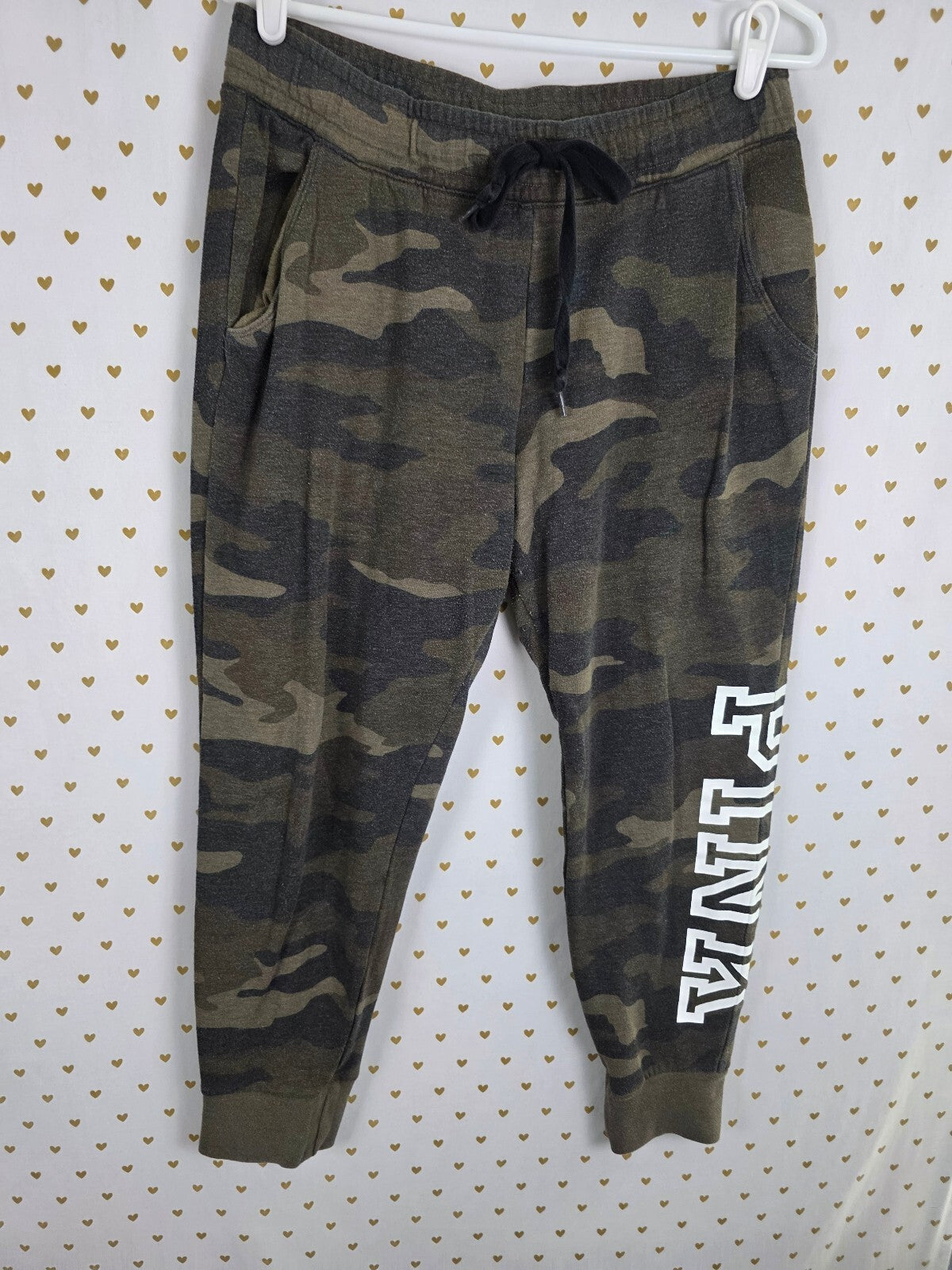 Victorias Secret Pink Camo Camouflage Slouchy Sweater SET Sweats Sweatpants XL L