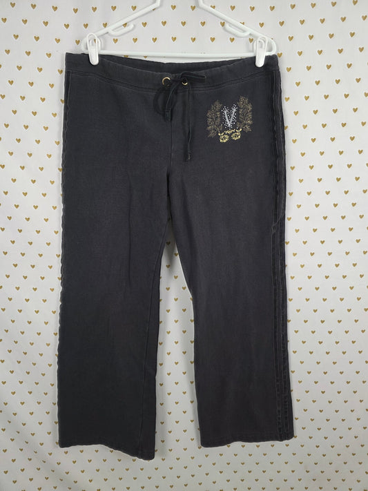 Victorias Secret Black Logo Sweats Crest V Large Sweatpants