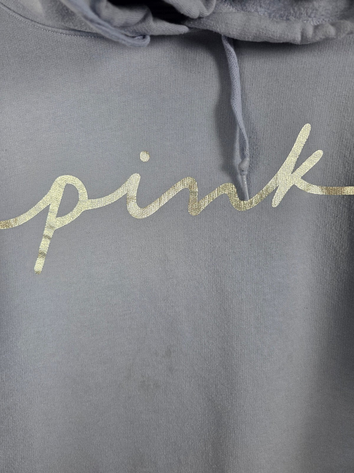 Victorias Secret Pink 2pc Hooded Sweater Sweatpants SET Logo Pullover XS Blue