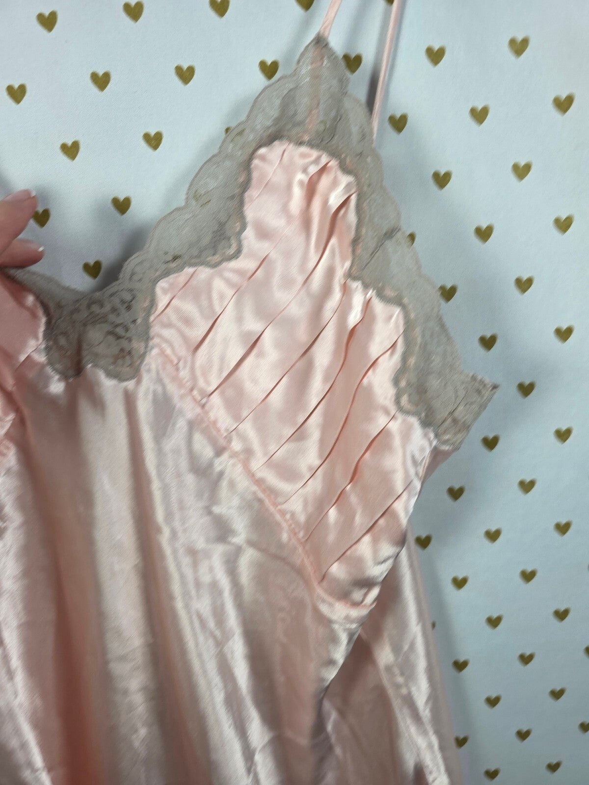 Vintage Victoria's Secret Satin Lace Ruffle Hem Slip Nightgown – L