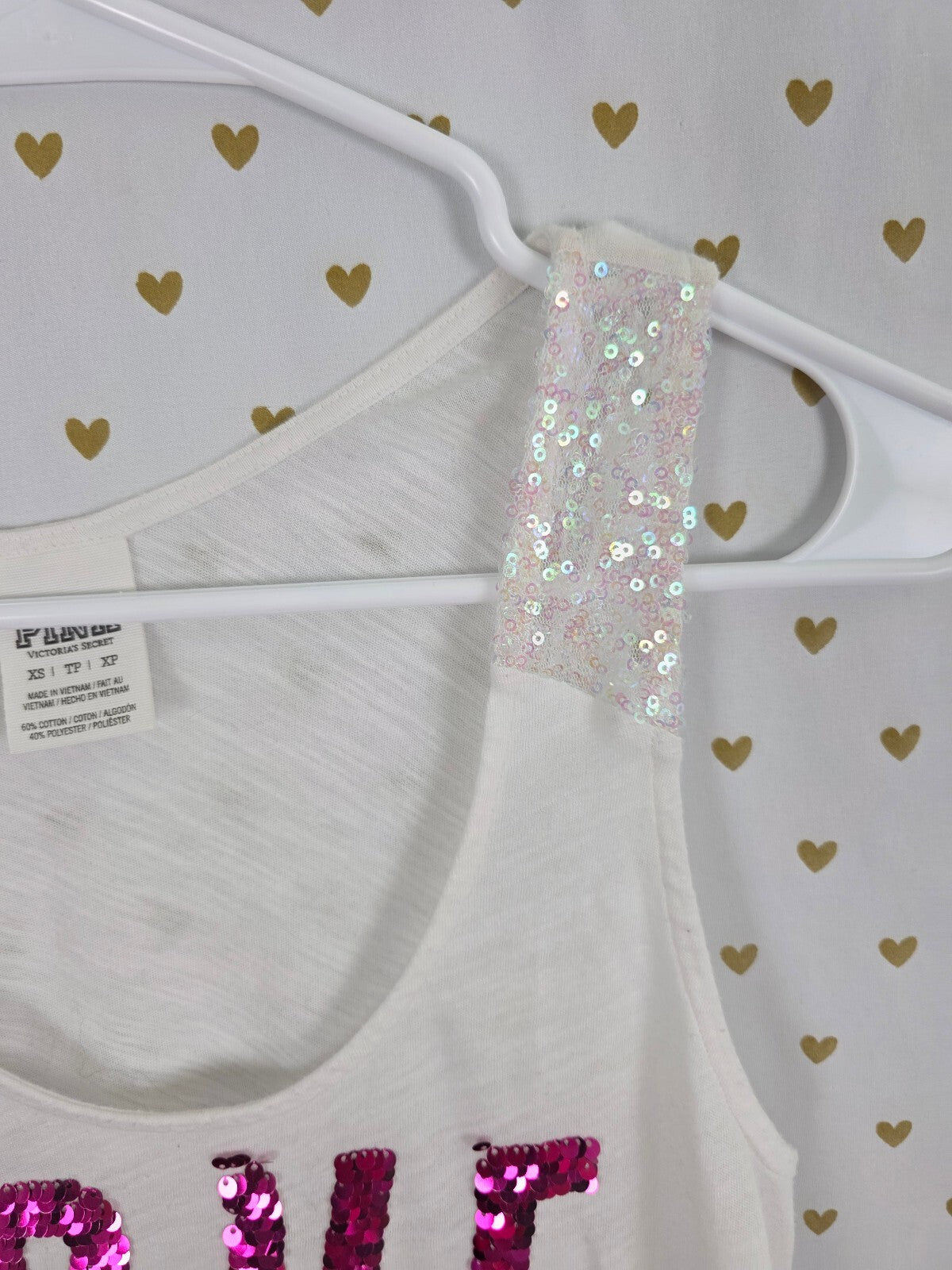 Victorias Secret PINK Rainbow Bling Sequined Tank Top Love Y2k XS