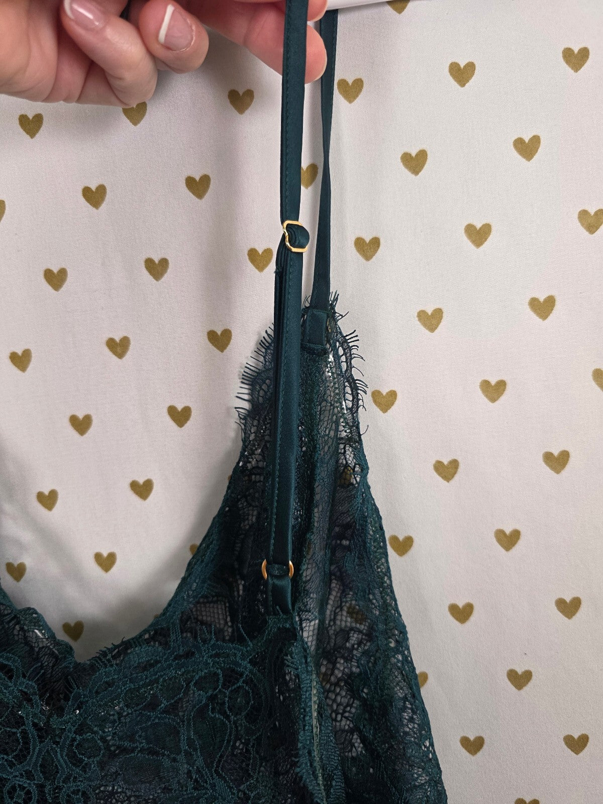 Victorias Secret Green Lace Satin Sheer Nightie Lingerie Slip Dress XL