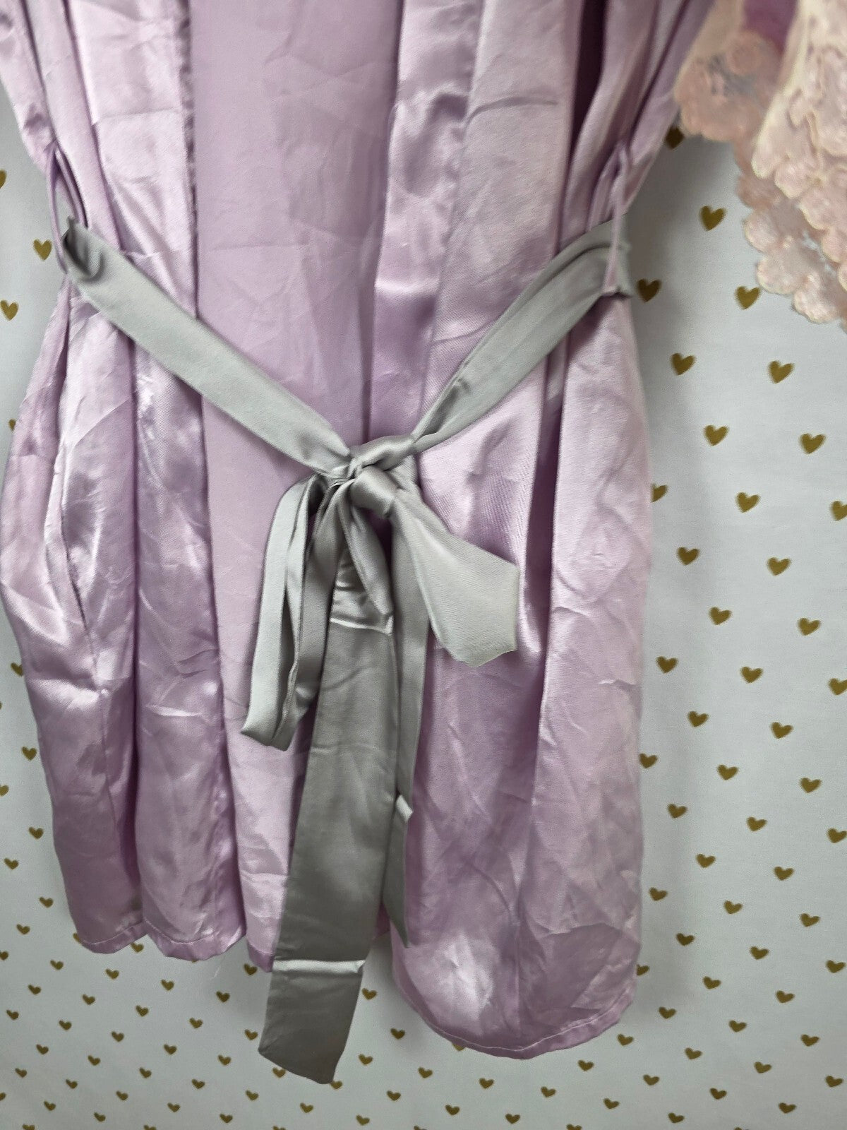 Victorias Secret Vintage Heart Label Lace Satin Silky Robe XS
