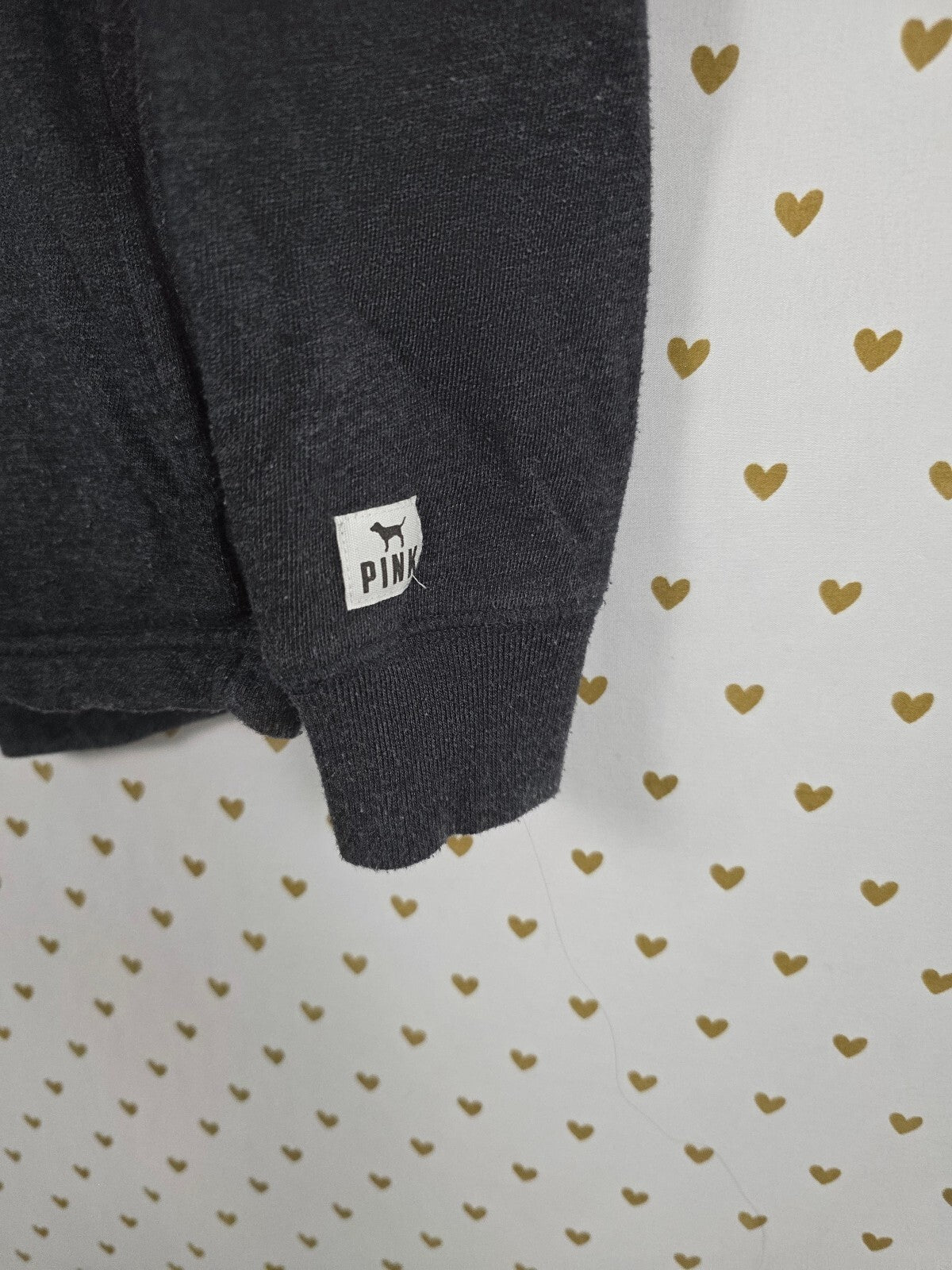 Victoria's Secret PINK Love Sequin Dog Pullover Sweatshirt Gray Y2K xs Oversized