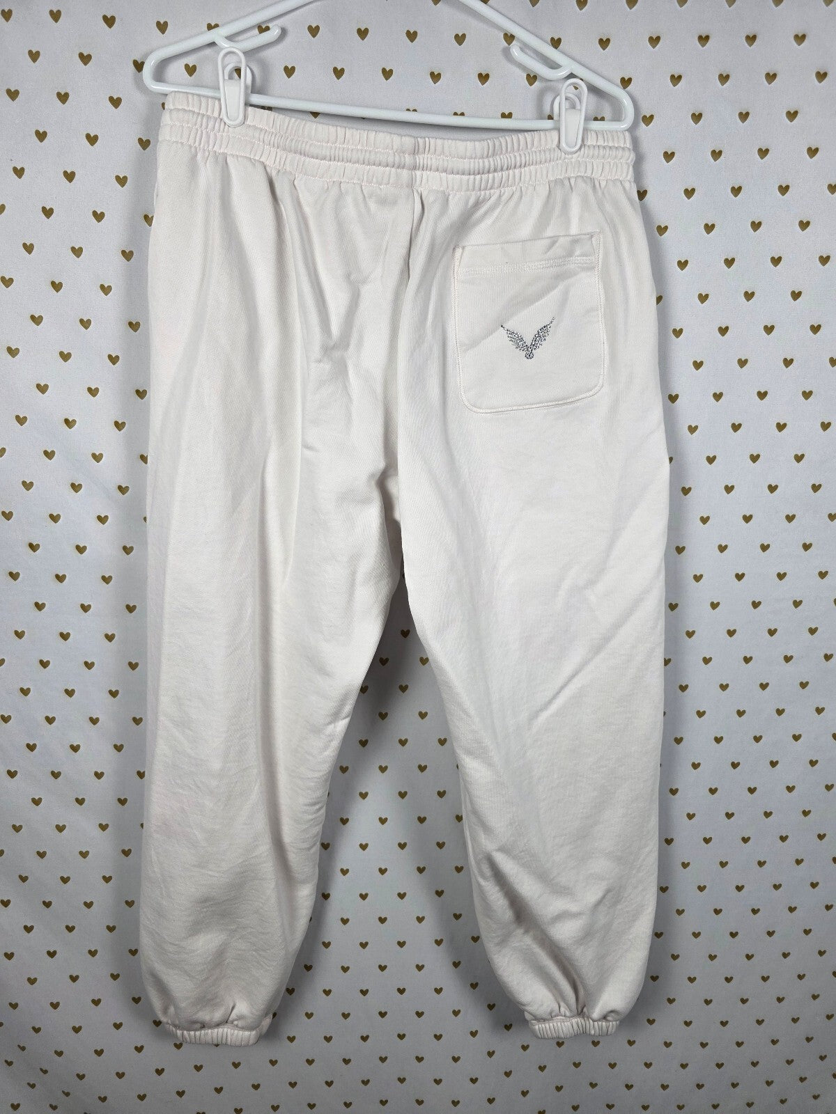 Victoria's Secret Supermodel Essentials White Fleece Joggers Wings XL