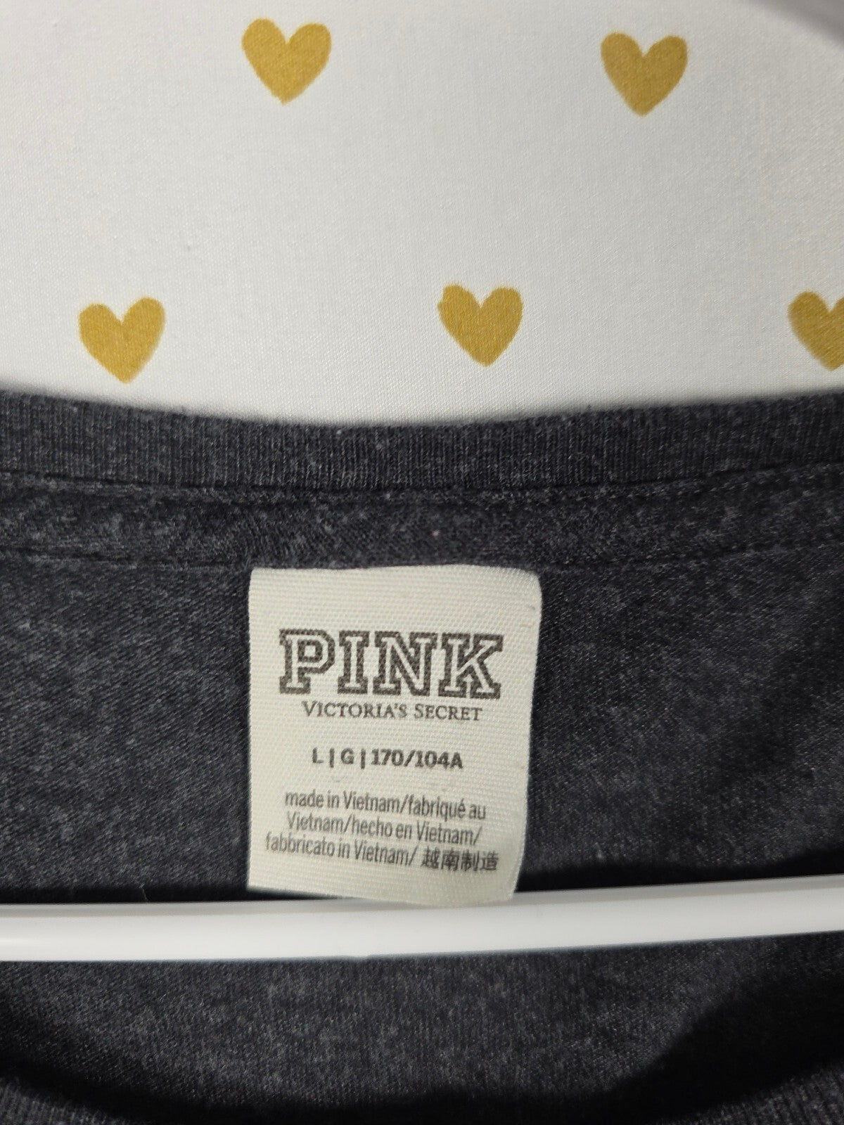 Victorias Secret PINK Large GOLD BLING DOG sequined Logo Tee Shirt