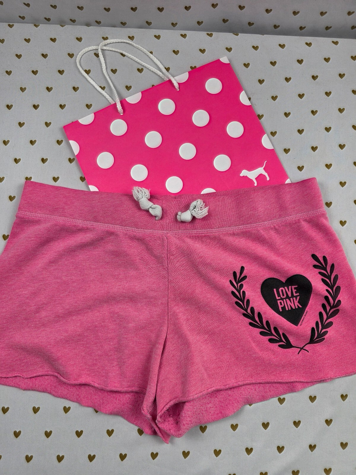 Victorias Secret PINK Vintage Logo Crest y2k Sweat Shorts Large