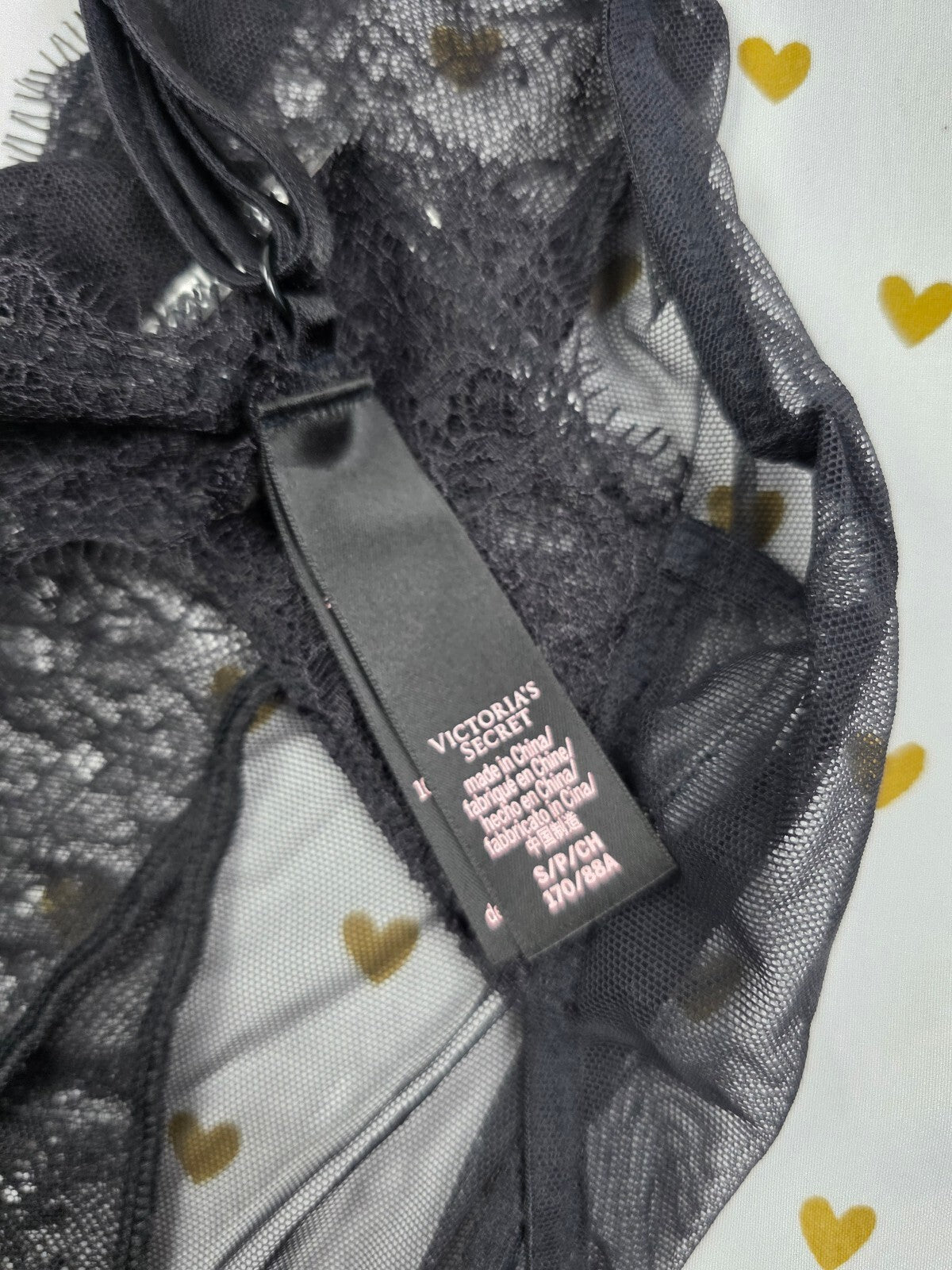 Victorias Secret Black Lace Strappy Sheer Teddy Nightie Bodysuit Small Snap