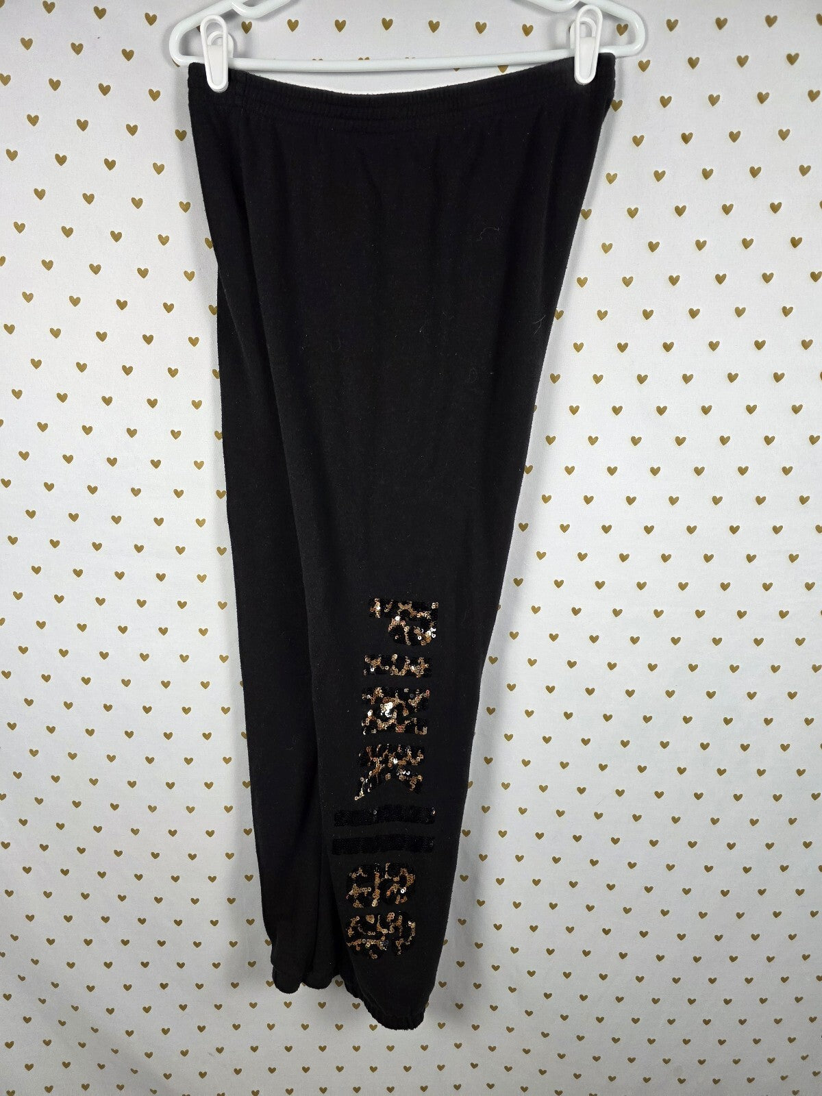Victorias Secret PINK Cheetah Leopard Bling Sweats Sweatpants Sequined Medium