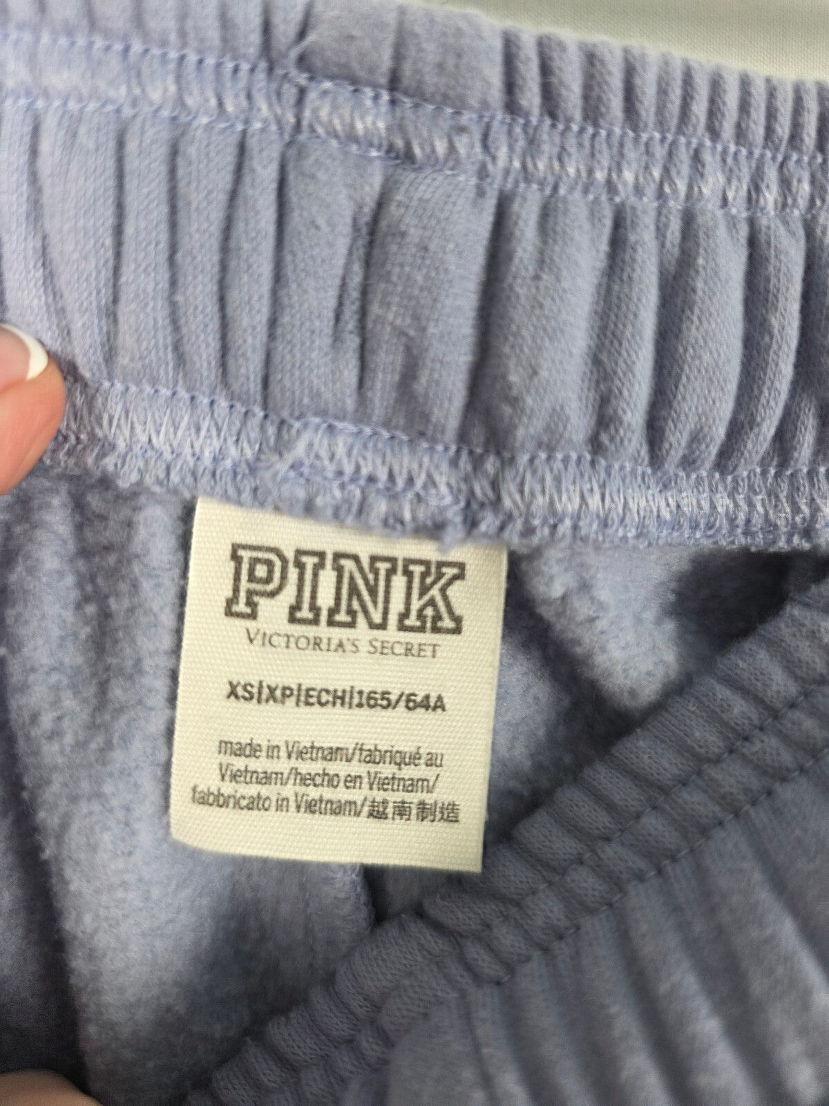 Victorias Secret Pink 2pc Hooded Sweater Sweatpants SET Logo Pullover XS Blue