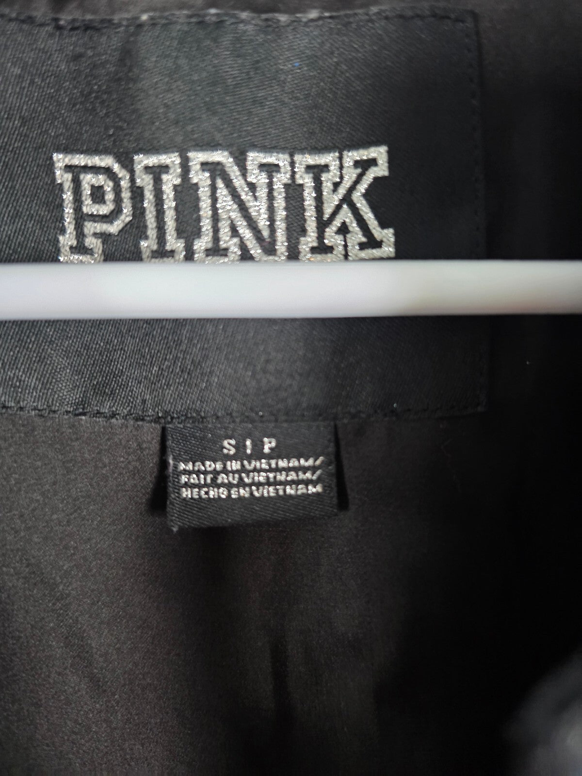 Victoria's Secret PINK Studded Spike Varsity Bomber Jacket Black Glam Rock y2k