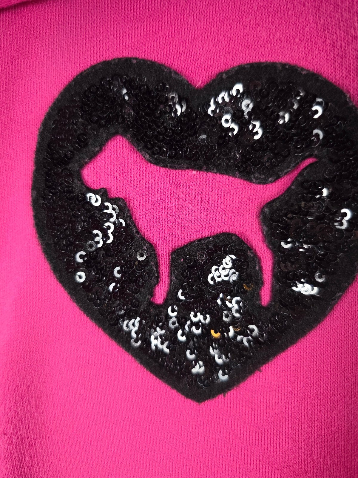 Victorias Secret Pink Fur lIned Bling Sequined Hoodie Jacket Medium Warm