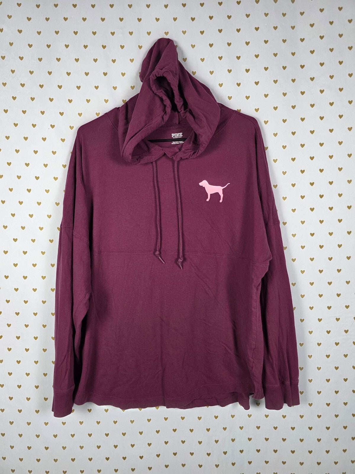 Victorias Secret PINK Medium camo Logo Hooded Tee shirt Maroon