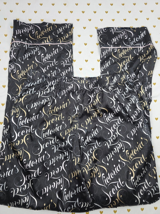 Victorias Secret  Satin Logo Small Sleep Pants Pajama PJ Bottoms