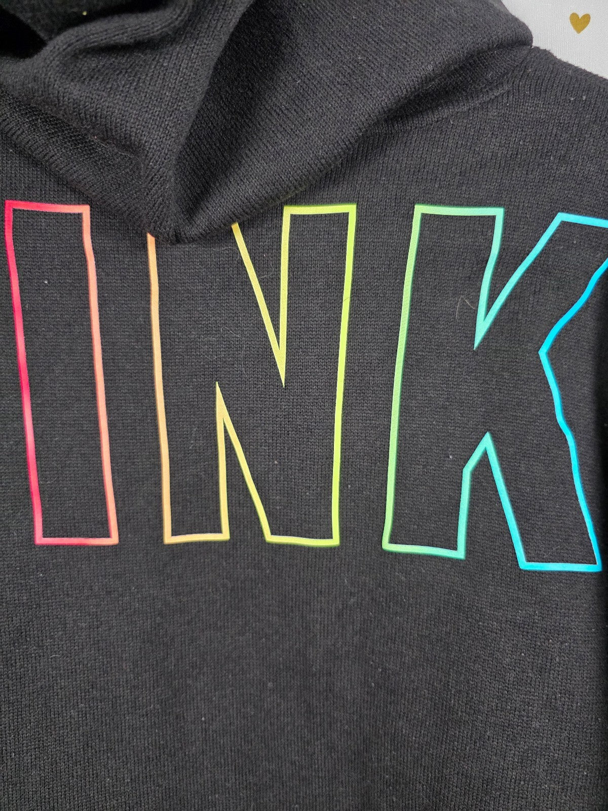 Victorias Secret Pink RAINBOW Logo Pullover Sweater Shirt LARGE