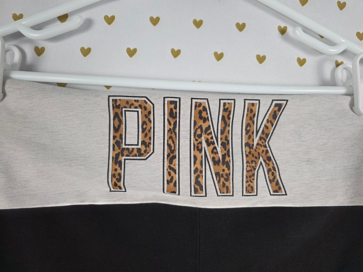 Victorias Secret PINK Cheetah Leopard Ankle Skinny Foldover Yoga Pants Medium