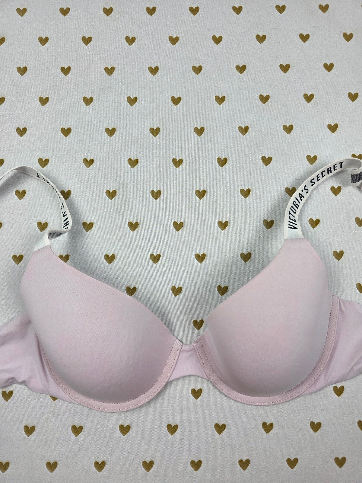 Victorias Secret Logo Strap T shirt lightly lined Demi Bra 34B