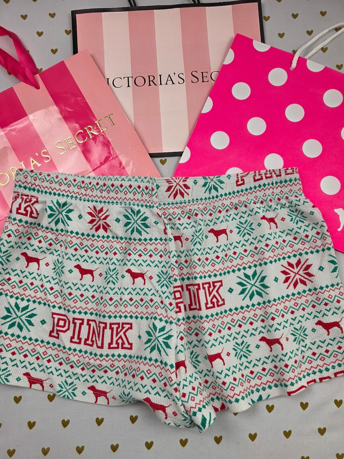 Victorias Secret PINK Christmals Medium Sleep Shorts Boxers Pajama Bottoms