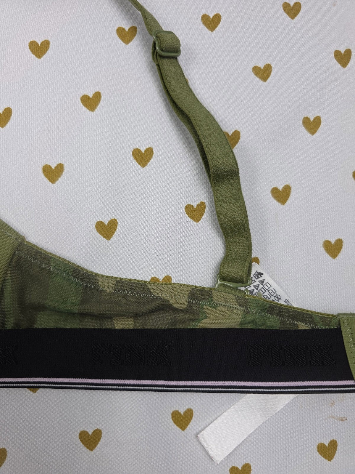 Victorias Secret Green PINK Camo Camouflage 36C Wireless No Wire Bra