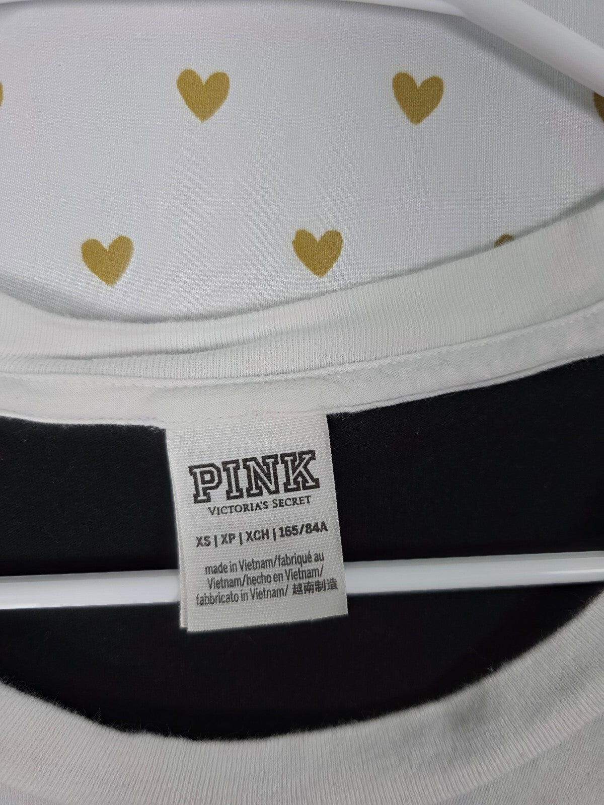 Victorias Secret PINK Logo BLING Long sleeve Colorblock Tee shirt XS