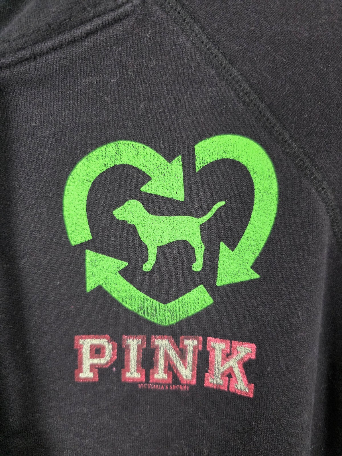 Victorias Secret Pink Vintage Pullover Hoodie LOVE Recycle Y2k MEDIUM