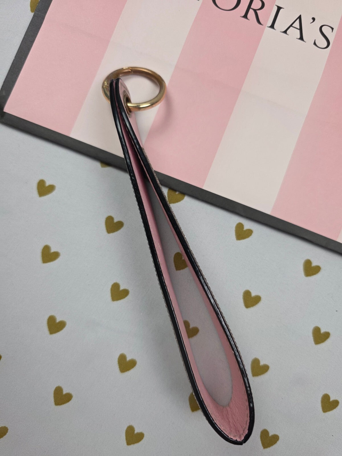 Victoria Secret BLING wristlet strap keychain Handle Rhinestone Logo Studded