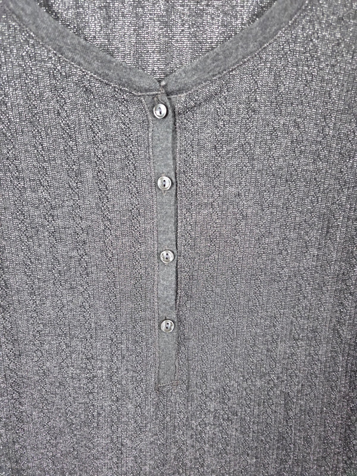 Victorias Secret Grey Shimmer HENLEY Long sleeve Small Shirt
