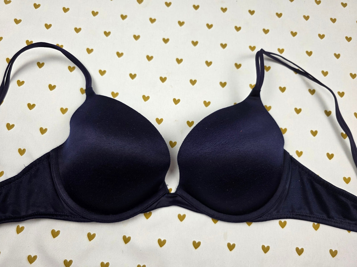 Victorias Secret Blue Satin Very Sexy Push Up Bra 36B