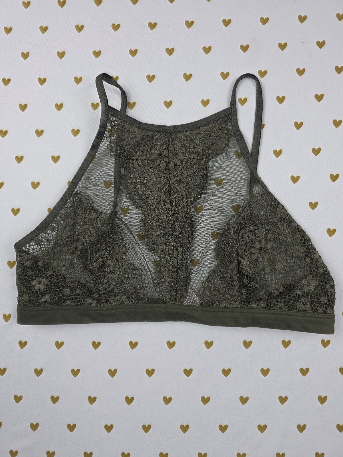 Victorias Secret medium Sage Green Sheer Bralette Bra Top Tank