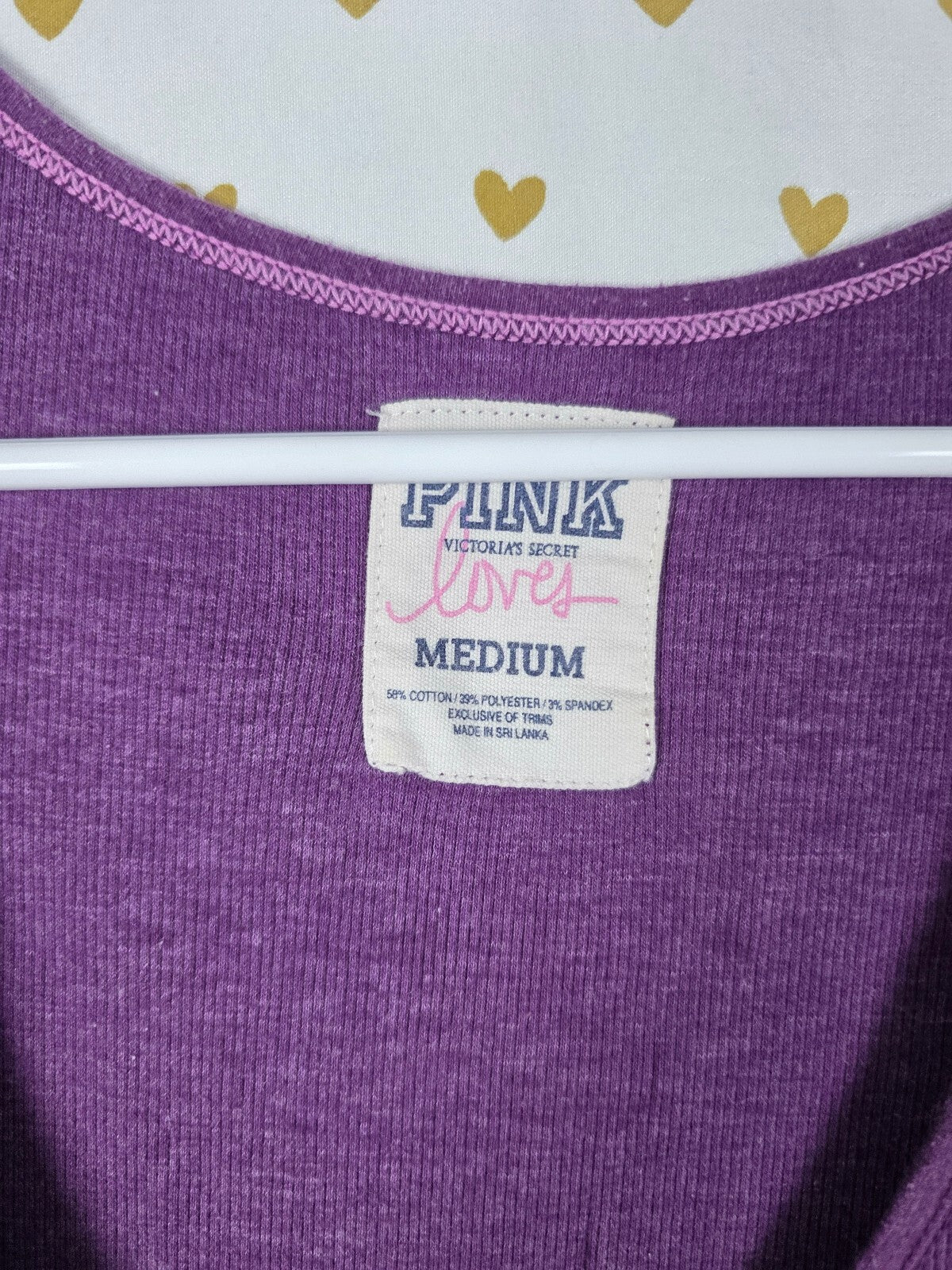 Victorias Secret PINK Vintage Purple Ribbed Y2k Tank Top Medium