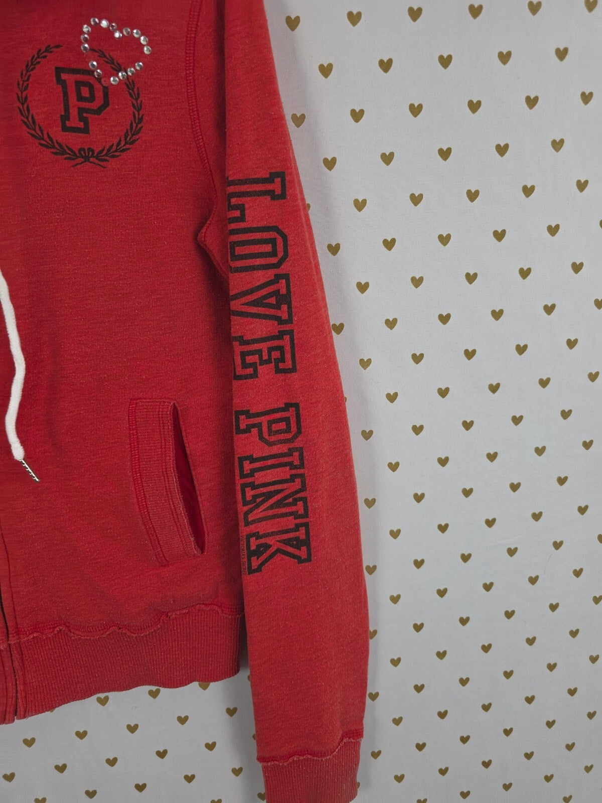 VS PINK Cincinnati Bearcats Hoodie Small Jones Mitchell Rhinestone BLING Red