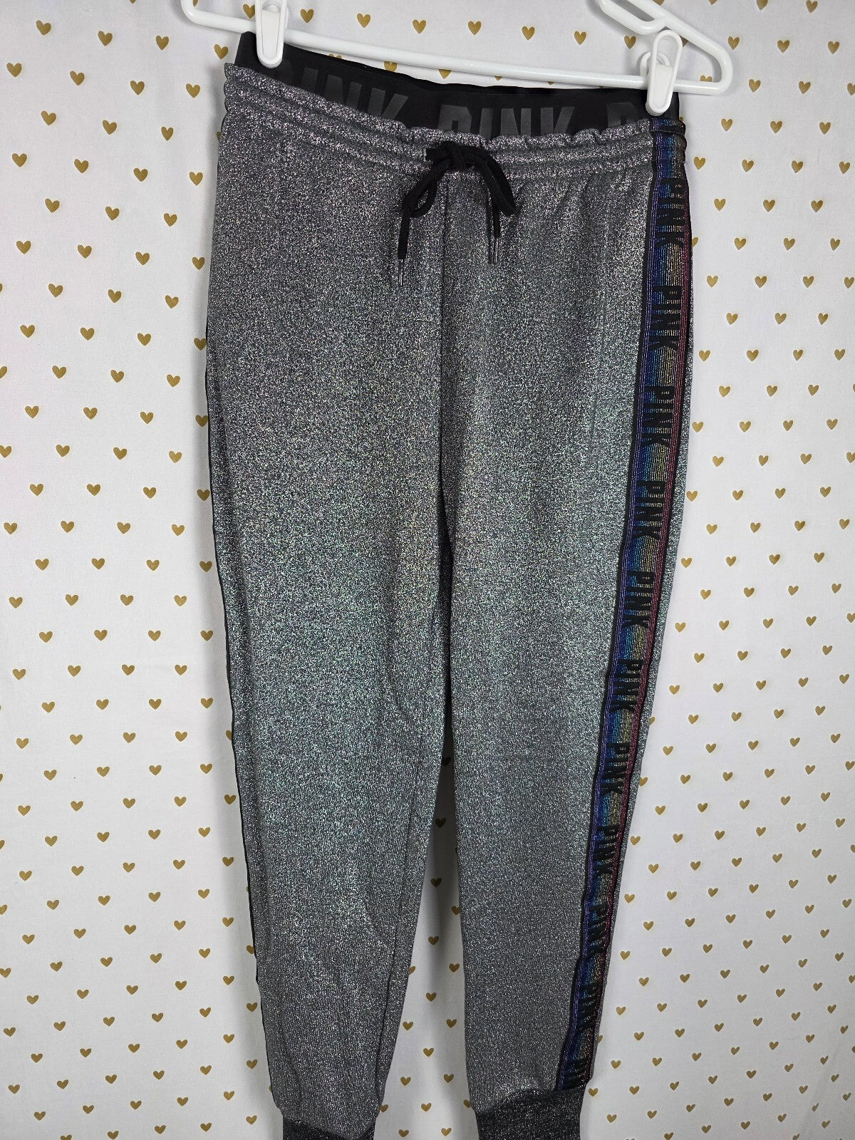 Victoria's Secret PINK Shimmer Flip Sequin Rainbow Sweater Sweats Set SM BLING