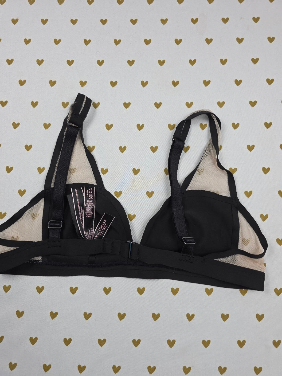 Victorias Secret Black Sheer Panel Small Bralette Bra Top Tank
